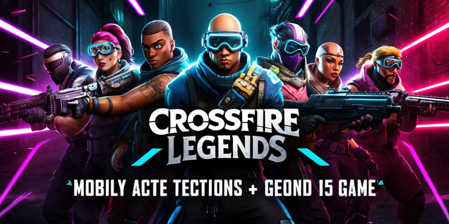 A high-energy promotional image for the mobile game Crossfire Legends, set against a dark, gritty urban backdrop with neon accents, featuring a group of heavily armed characters with diverse facial features, skin colors, and unique attributes, including futuristic goggles, masks, and tattoos, with a focus on intense, dramatic lighting, bold typography, and vibrant colors, showcasing the game's fast-paced action and competitive multiplayer elements, with the game's logo prominently displayed in a stylized, metallic font, and taglines or slogans emblazoned across the top or bottom of the image in a bold, attention-grabbing style.