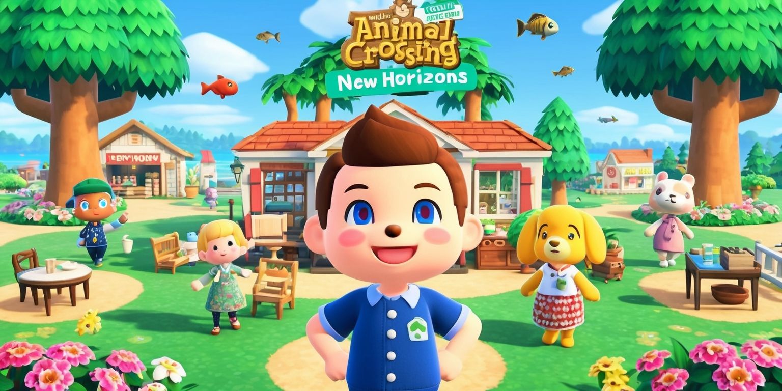 A vibrant digital illustration of the popular life simulation game Animal Crossing: New Horizons, featuring a colorful and serene island landscape with lush green trees, blooming flowers, and a clear blue sky, Tom Nook's store and other buildings in the background, with characters like Tom Nook, Isabelle, and the player character, a young adult with a bright smile and rosy cheeks, standing in front of a beautifully decorated home, surrounded by furniture and accessories, with a few villagers like K.K. Slider and Sable walking around, and a few fish and insects flying in the air, all set against a warm and inviting atmosphere, with a mix of pastel and bright colors, and a slight sense of depth and dimension, showcasing the game's unique charm and personality.